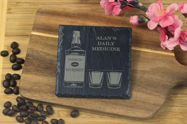 Personalised daily medicine Whiskey Slate Coaster
