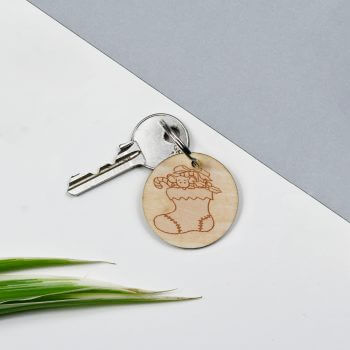 Christmas Stocking Round Keyring